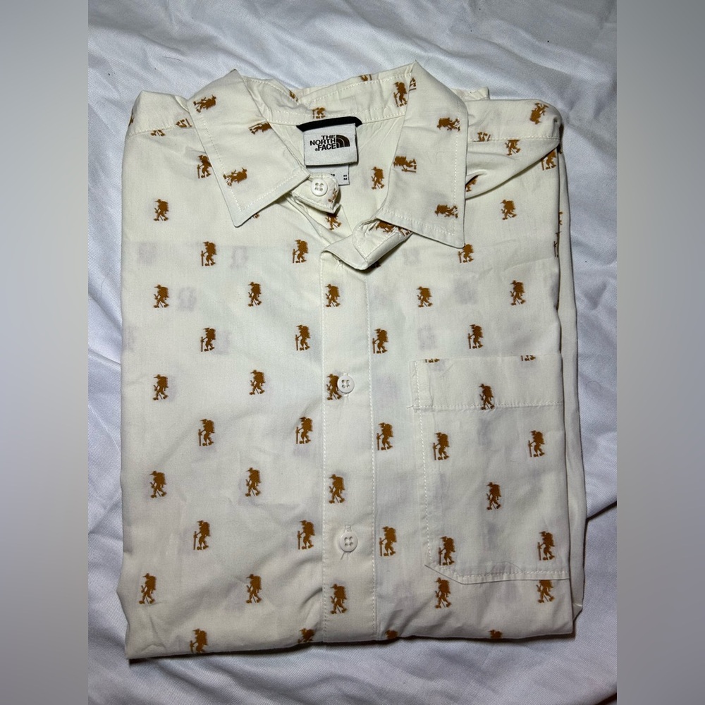 The North Face Cream and Brown Casual Button Down Shirt